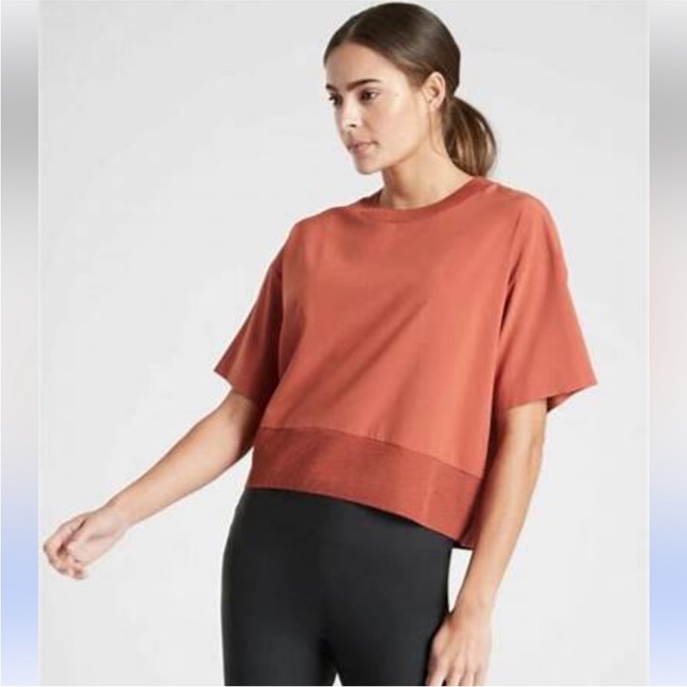Athleta Zephyr Crop Tee Burnt Orange Sz. S